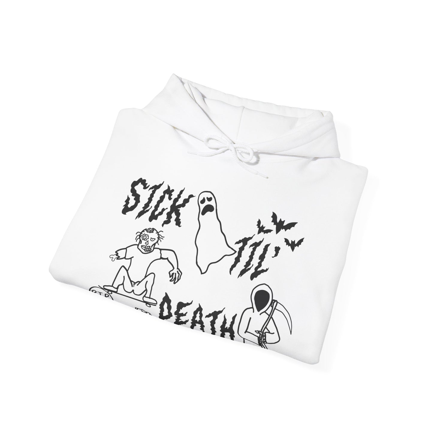 sick til’ death doodle unisex hoodie