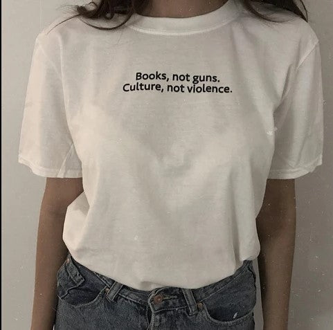 books not guns women slim tee