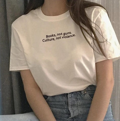 books not guns women slim tee