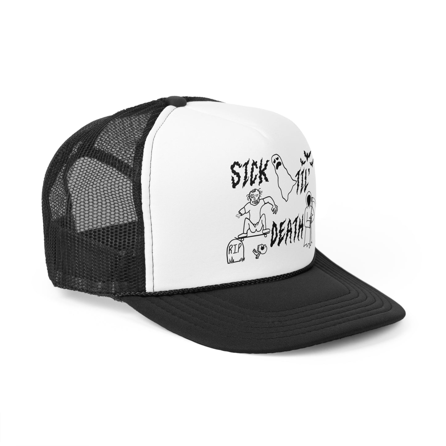 sick til’ death doodle trucker cap