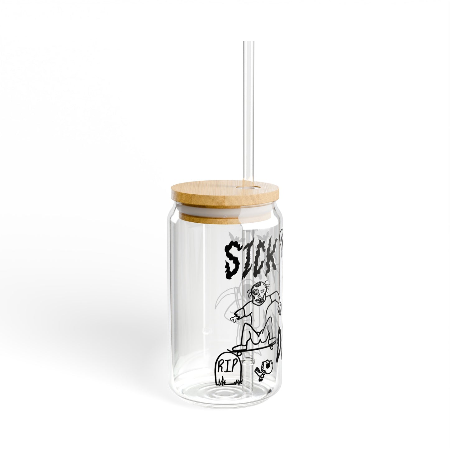 sick til’ death doodle 16oz sipper glass