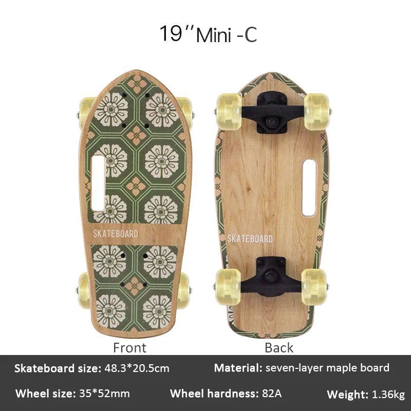 portable mini skateboard 19 inch complete skateboard maple high speed drift cruiser skate board