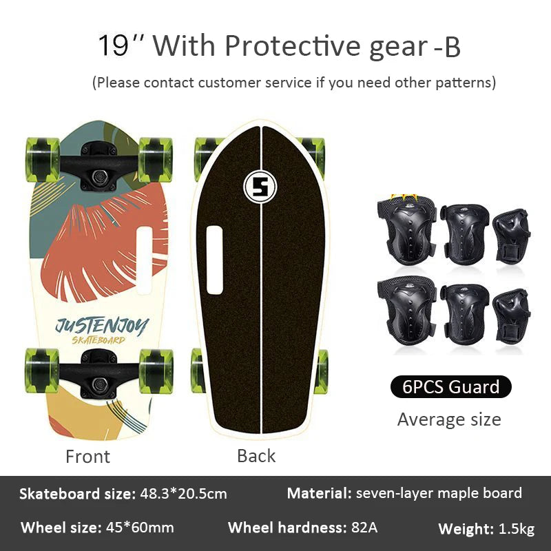 portable mini skateboard 19 inch complete skateboard maple high speed drift cruiser skate board