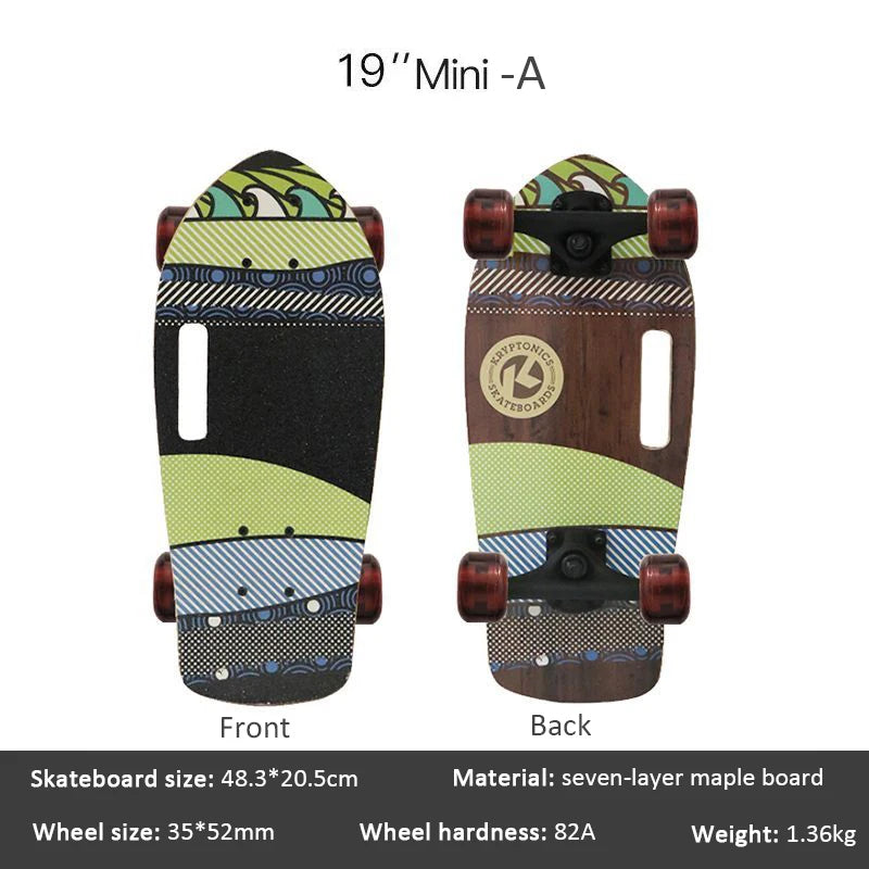 portable mini skateboard 19 inch complete skateboard maple high speed drift cruiser skate board