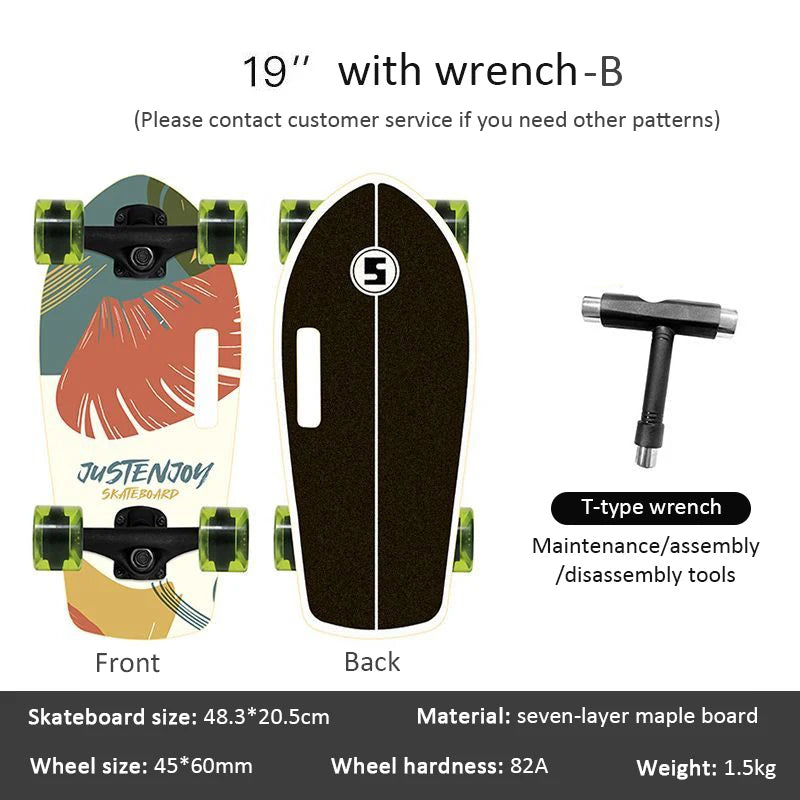 portable mini skateboard 19 inch complete skateboard maple high speed drift cruiser skate board